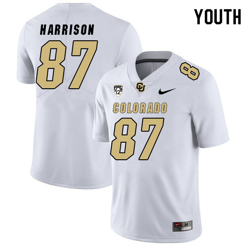 Youth #87 Michael Harrison Colorado Buffaloes College Football Jerseys Stitched Sale-White